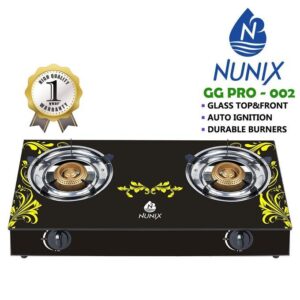 Nunix Two Burner Gas Top Table Cooker-Tampered Glass GG PRO-002