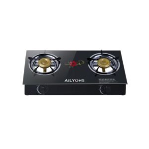 AILYONS BLACK Two Burner Glass Top GAS Cooker/stove