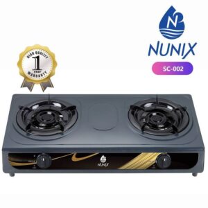 Nunix Table Top 2 Burner Stainless Steel Gas Cooker Black SC-002