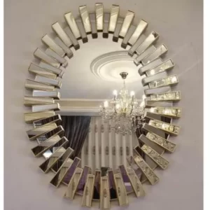 Oval Modern 3D Wall Mirror Room Silver / Gold Trimming Gold