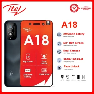 Itel A18 Dual Sim 32GB ROM + 1GB RAM Smartphone 5.0-inch Display Size 2400mAH Battery Gray 32GB