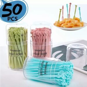 Generic 50 Pieces Plastic Reusable Forks Sticks