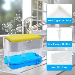 2-in-1 Soap Dispenser Sponge Box Double Layer Kitchen Plastic Soap Dispenser Sponge Scrubber Holder Multifunctional Soap Dispenser