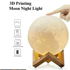 Rechargeable 3D Print Moon Lamp Color Change Touch