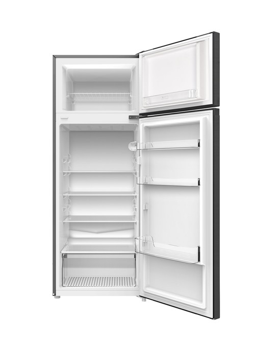 MIKA Fridge, 211L, 2 Door Top Mount Freezer, Defrost, Inox Dark Matt available at Topwave Mombasa